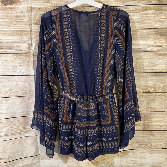 VENUS boho romper long flutter mesh sleeves women Size XS - Picture 2 of 14